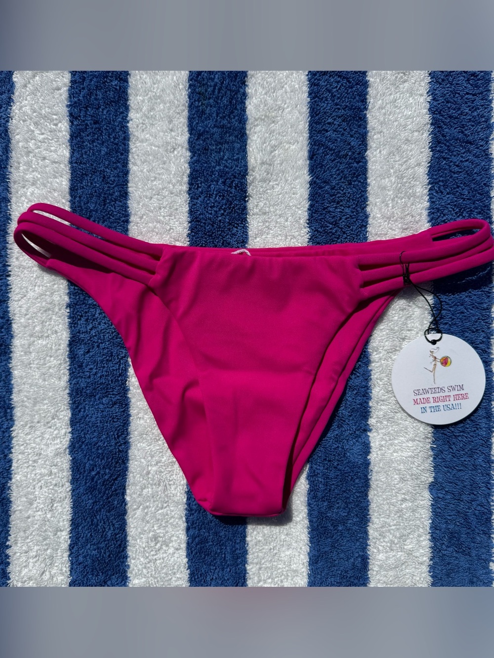 Fuchsia Strappy Bikini Bottom by Seaweeds Swim USA